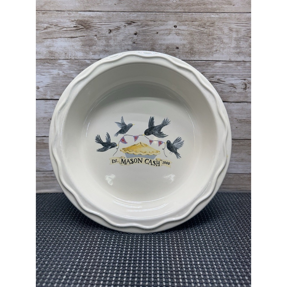 Mason Cash Birds Four & Twenty Pottery Pie Dish Plate EXCELLENT Retired England
